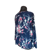 Granatowa bluzka z rękawem 3/4 kimono - kolorowe róże